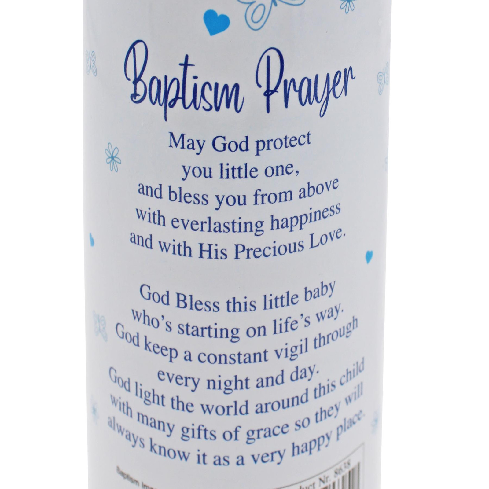 Baptism Pillar Candle and Windproof Cap And Prayer – Baby Boy