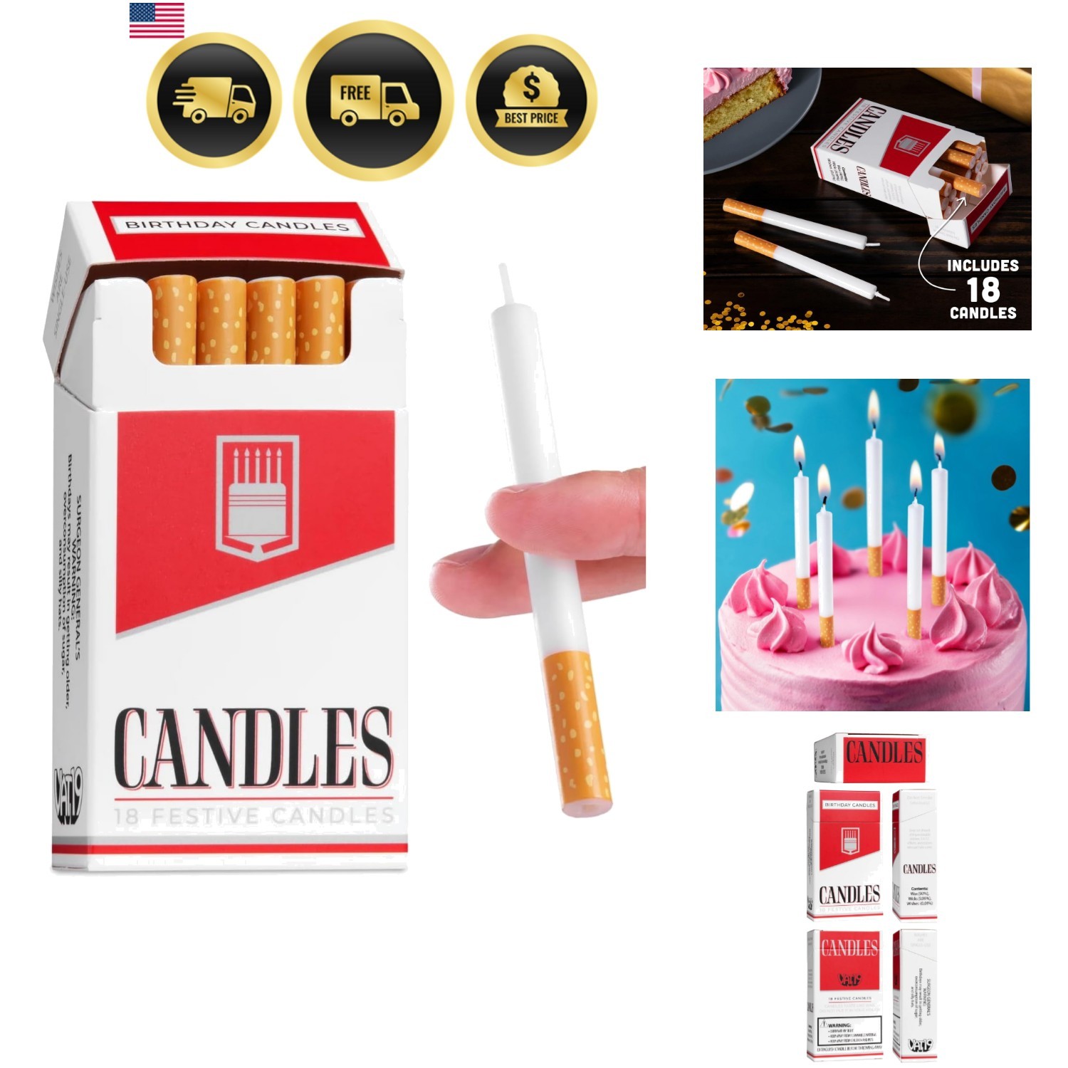 Cigarette Birthday Candles 18-Pack