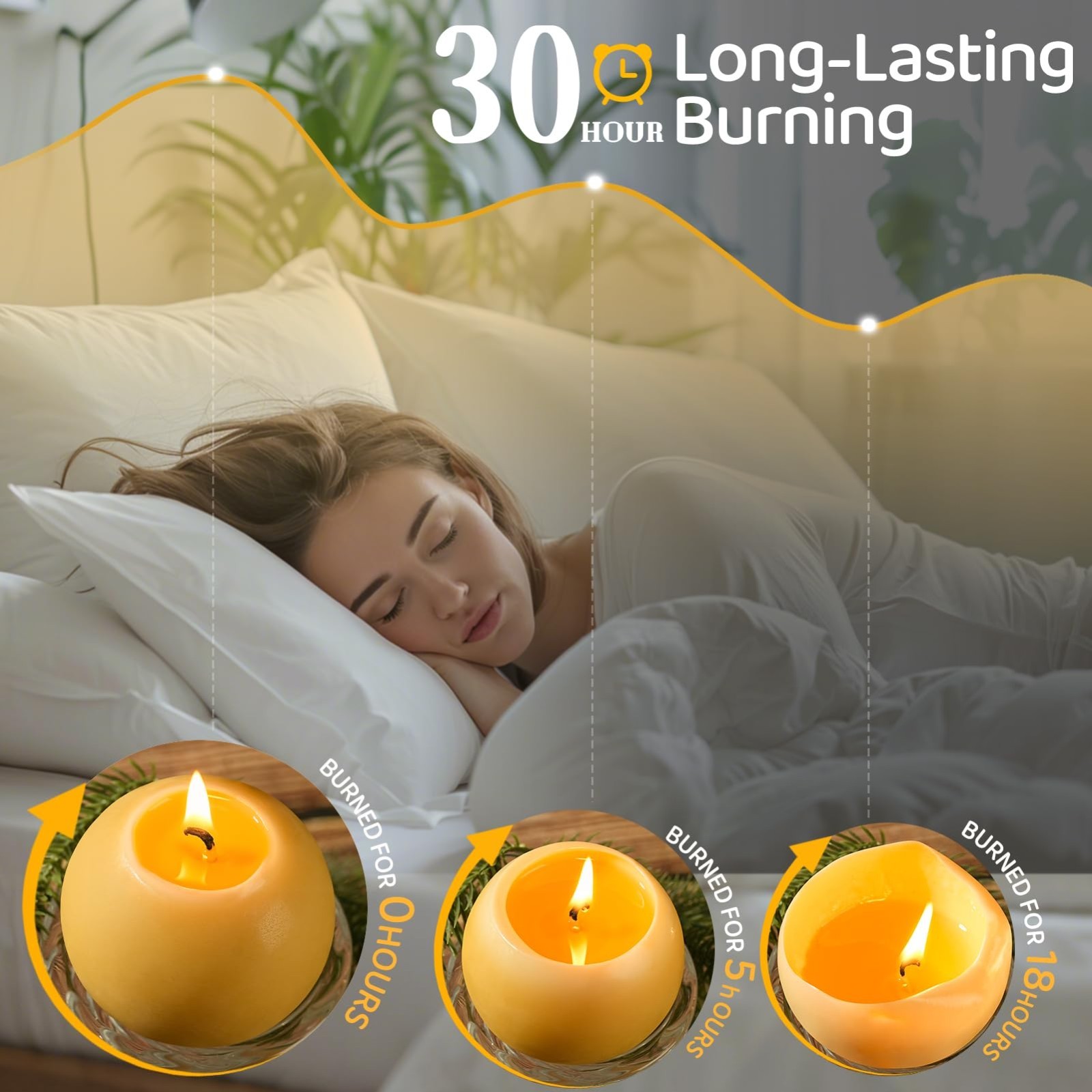 4 Pack Hand-Poured Beeswax Round Candles – 120 Hour Long Burning, Non-Toxic, Uns