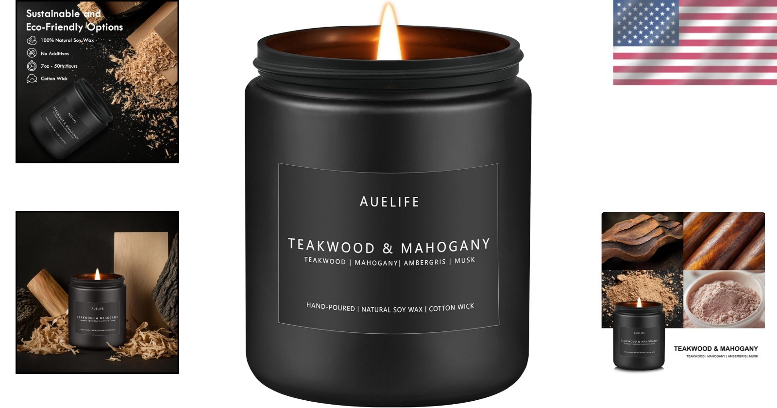 Sophisticated Teakwood & Mahogany Candle – Indoor Aromatherapy – 7oz Design