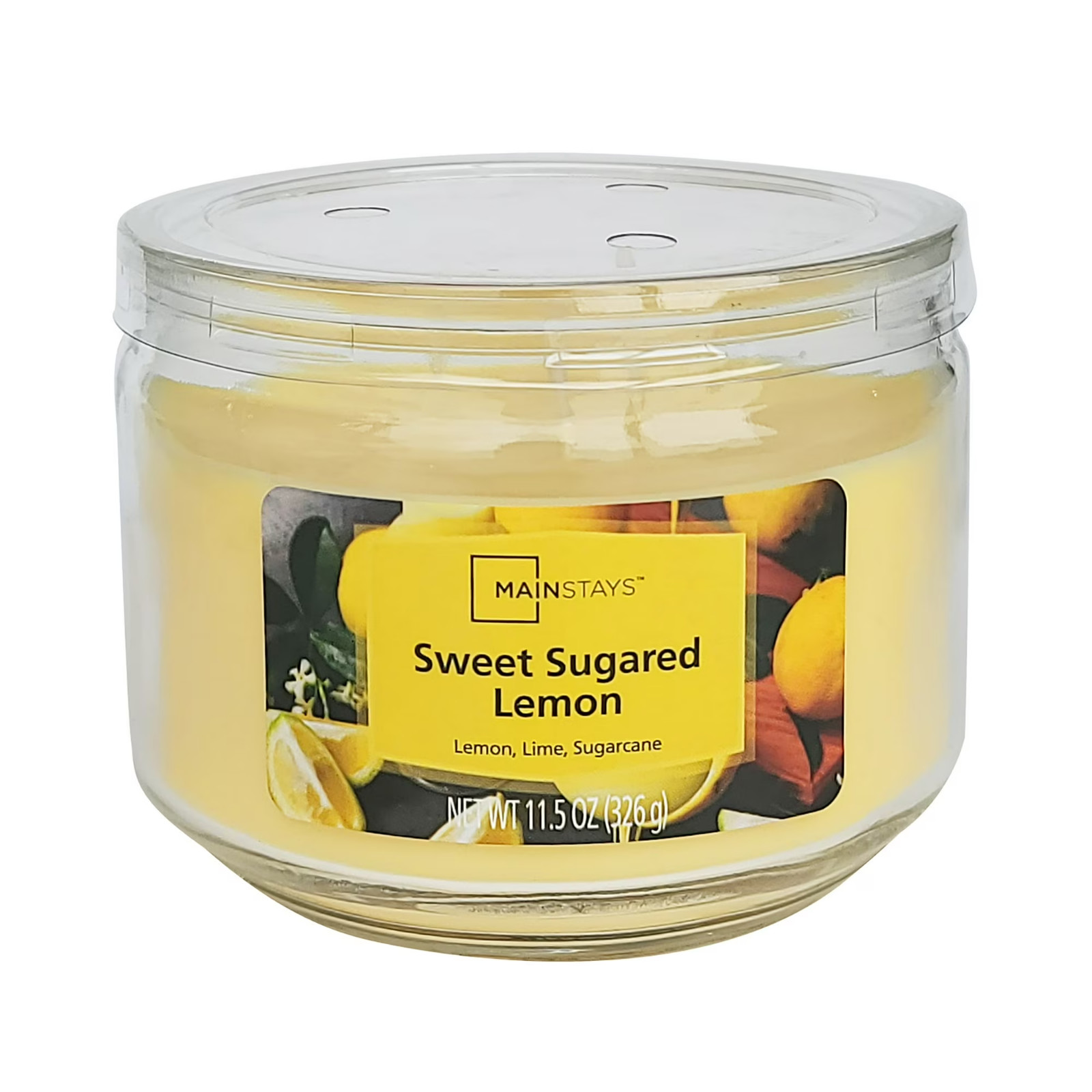 Pack of 2, 3-Wick Sweet Sugared Lemon Scented Glass Jar Candle, Yellow, 11.5 oz