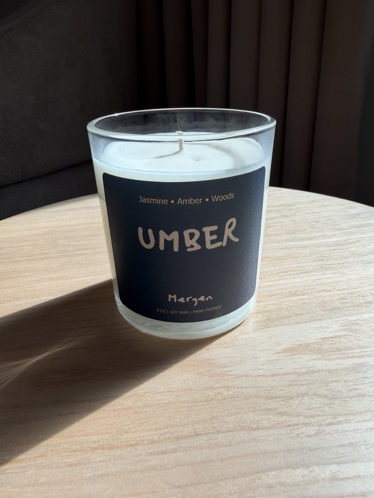 Scented 0 soy wax candle Hand Poured Candle Jasmine Amber Woods 8 oz Mergen