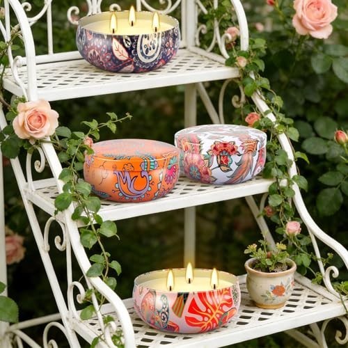 Citronella Scented 3 Wick Candle Soy Wax Boho Decorative Tin Indoor Outdoor