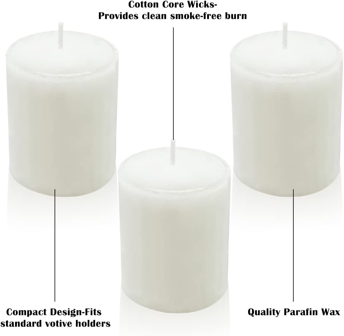 12 Hours White Votive Candles for Weddings Parties Spa Birthdays and Baby Shower