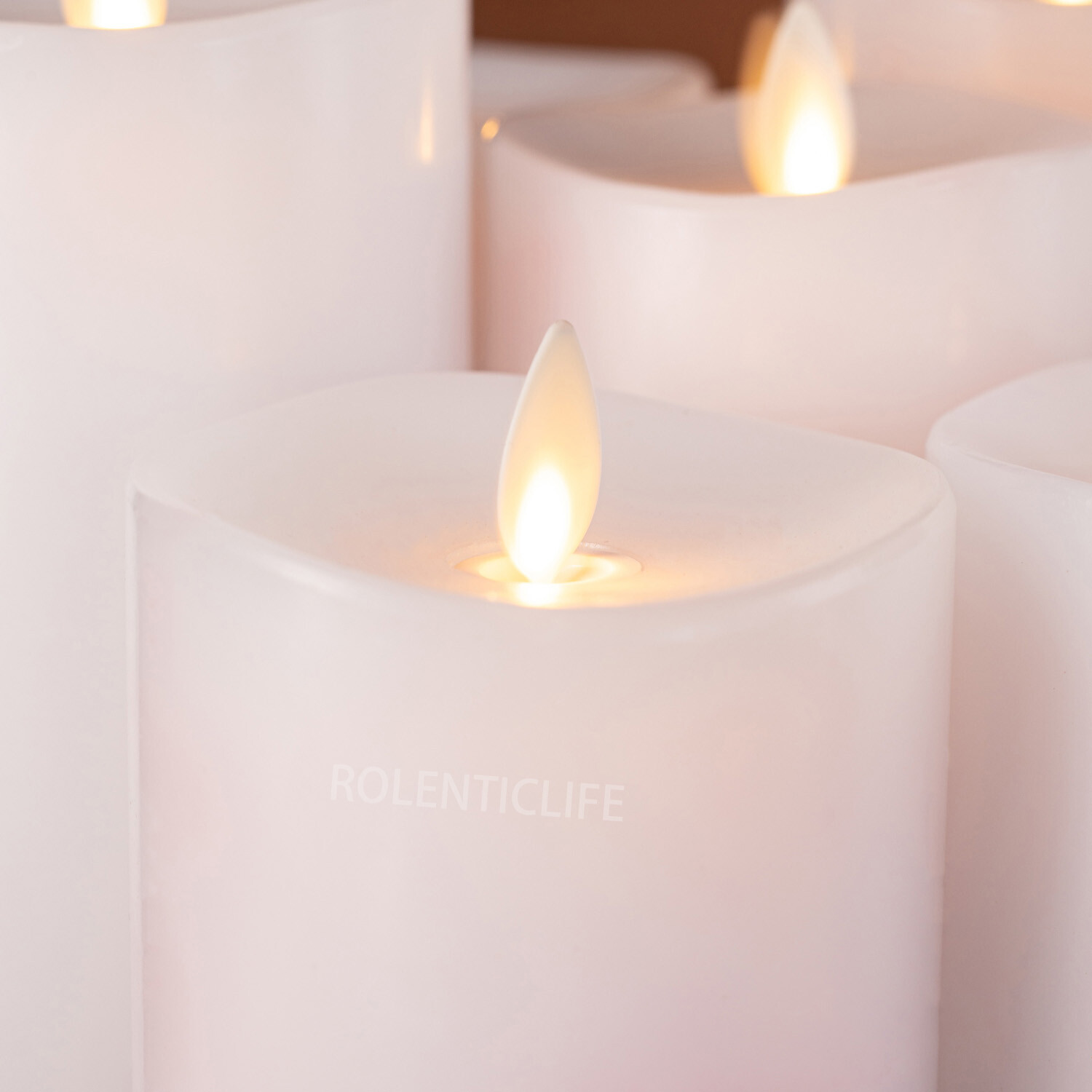 Luminara Flameless Pillar Wax Candles w/Moving Wick Remote Timer 3″Dx4.5″H White