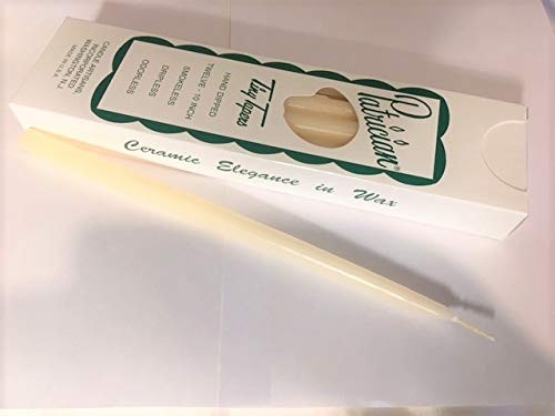 (10in Tall x 1/2” Diameter) Ivory Hand Dipped Skinny Taper Candles, Set of 12