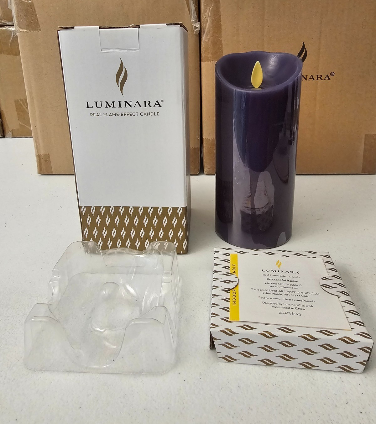 Navy Blue Luminara 3″ X 7″ Pillar Flameless Candle In Original Box