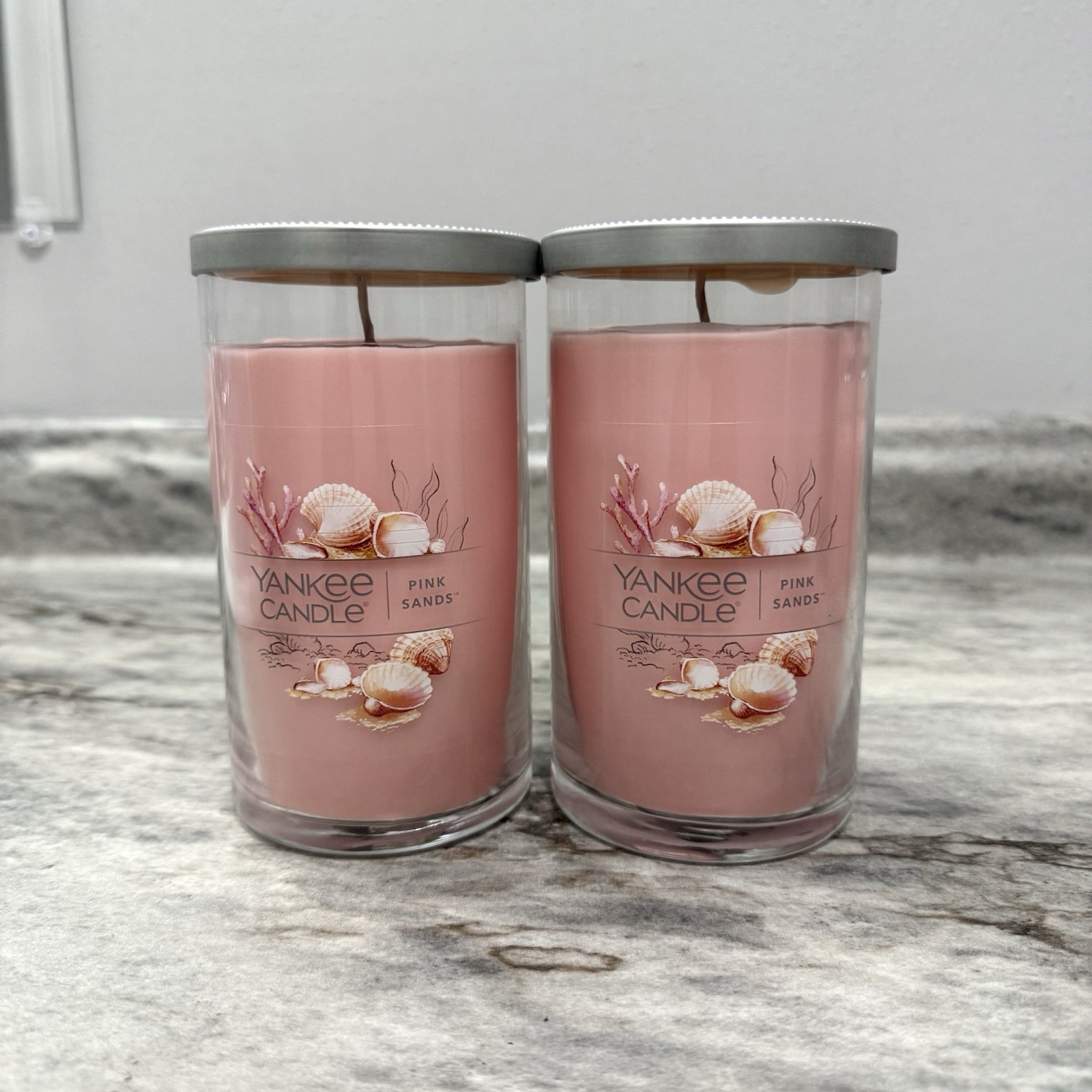 LOT OF 2 – NEW Yankee Candle Pink Sands 14.25oz Medium Jar Candle Beach Scent