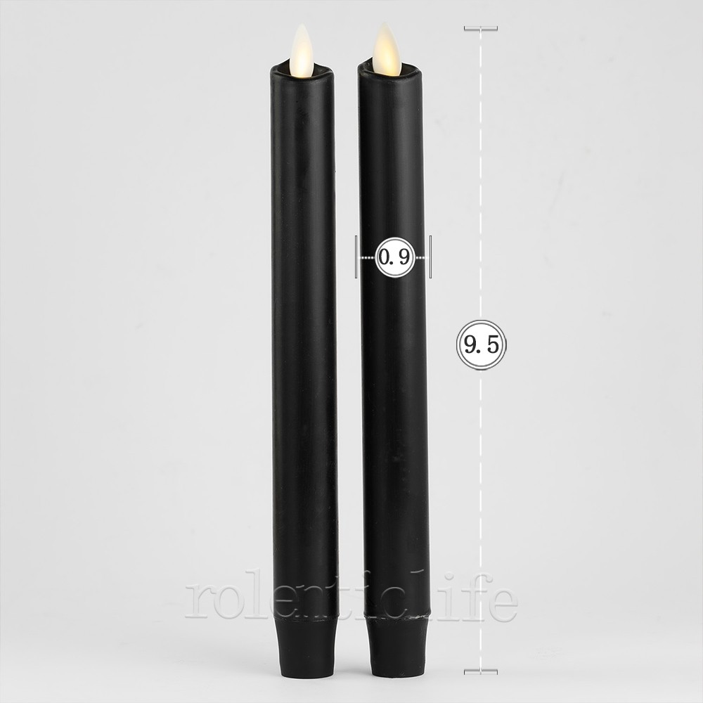9.5″ Luminara Flameless Battery Operated Taper Candles with Remote Hallows Black
