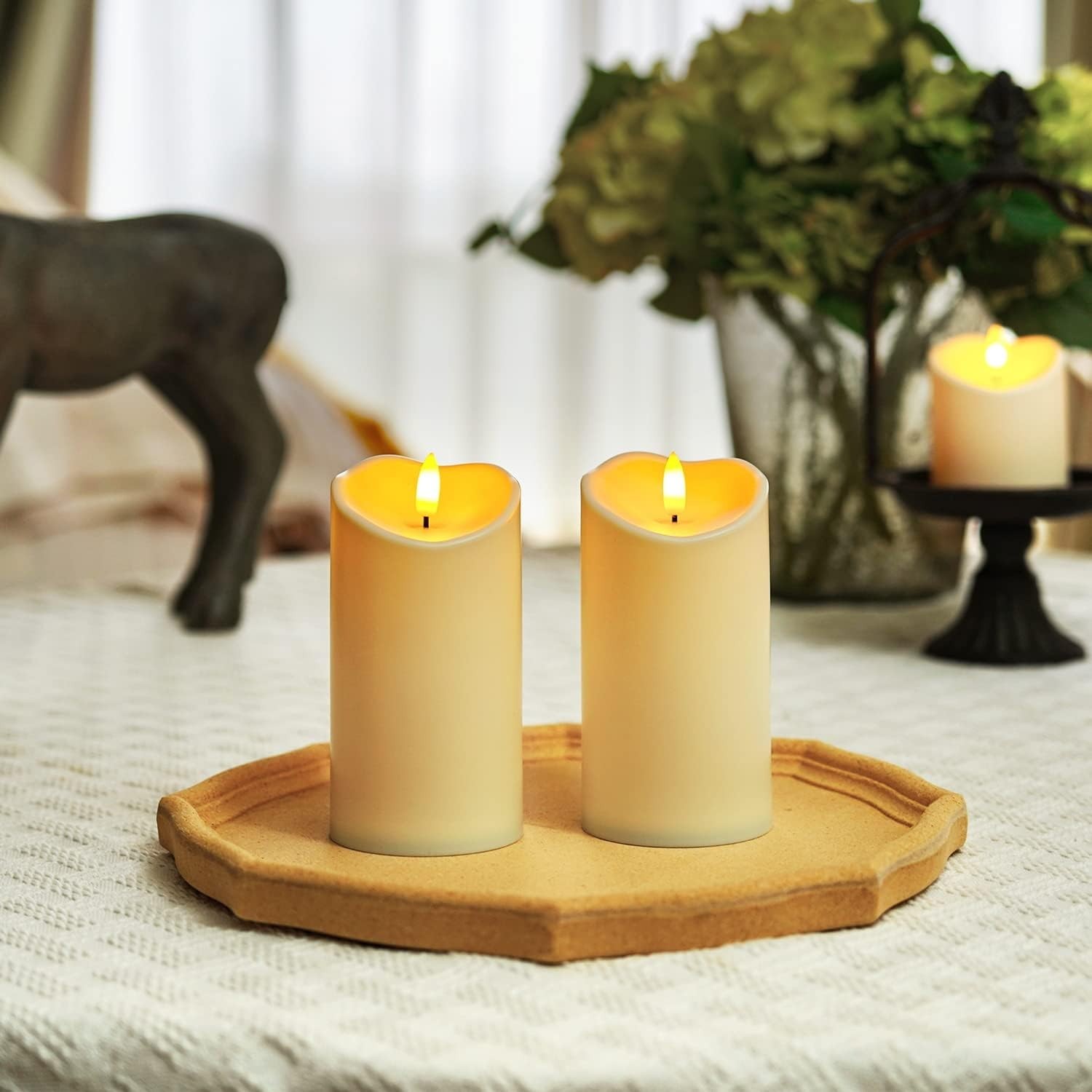 Realistic Flickering Flameless Candles, Dark Ivory – Waterproof & Remote Enabled