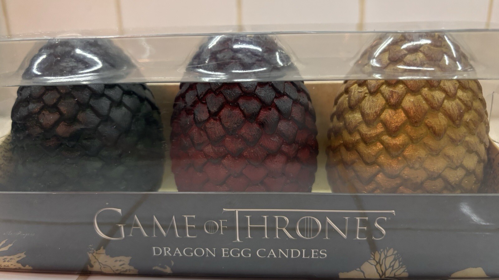 New Game of Thrones Sculpted Dragon Egg Shape Candles Set of 3