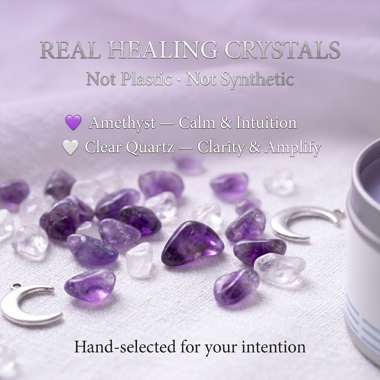 1 Pack EVODUCK Peace Crystal Candle Amethyst Stress Relief Meditation 3 oz