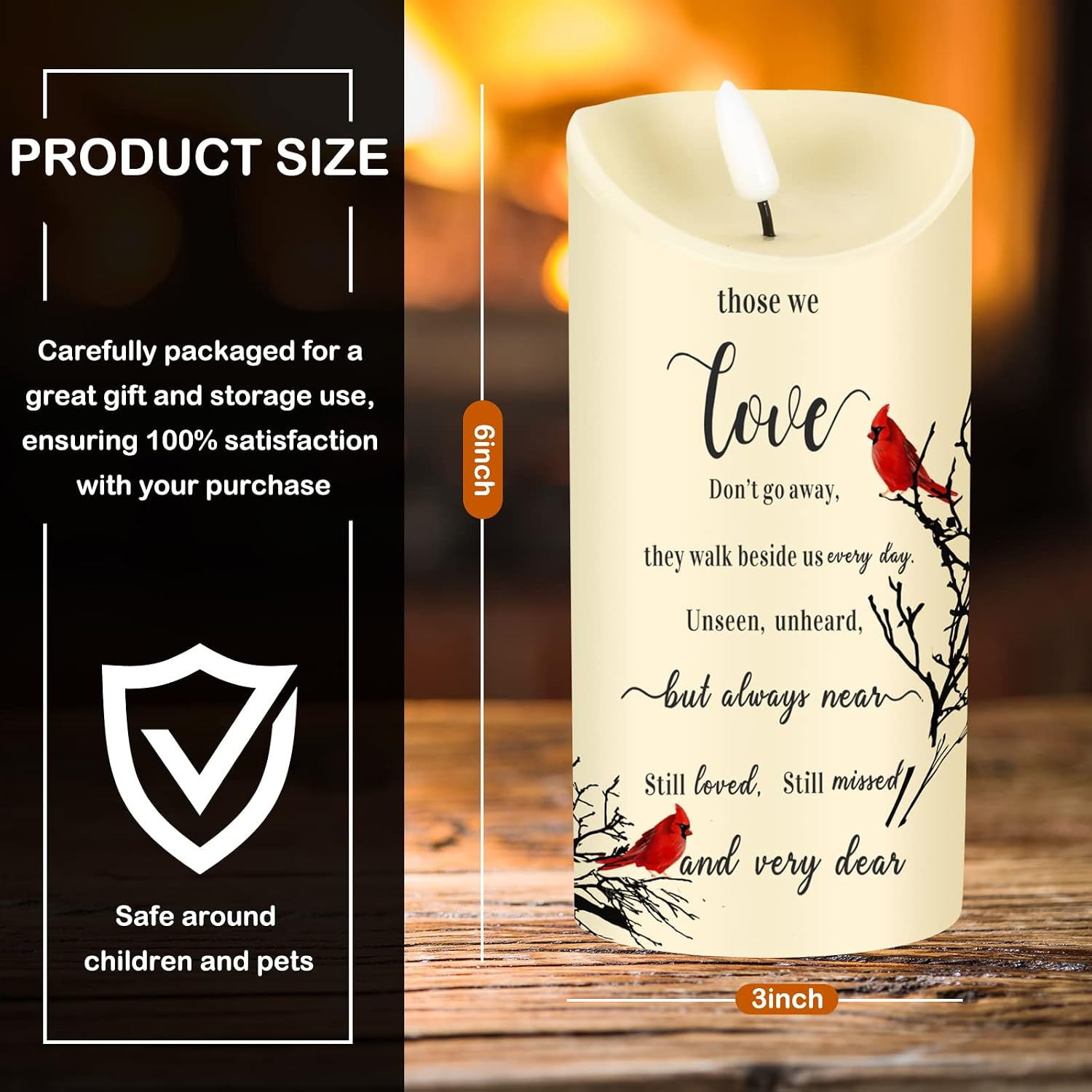 Gerrii Memorial Candles Sympathy Gifts LED Flameless Cardinal Bereavement Candle