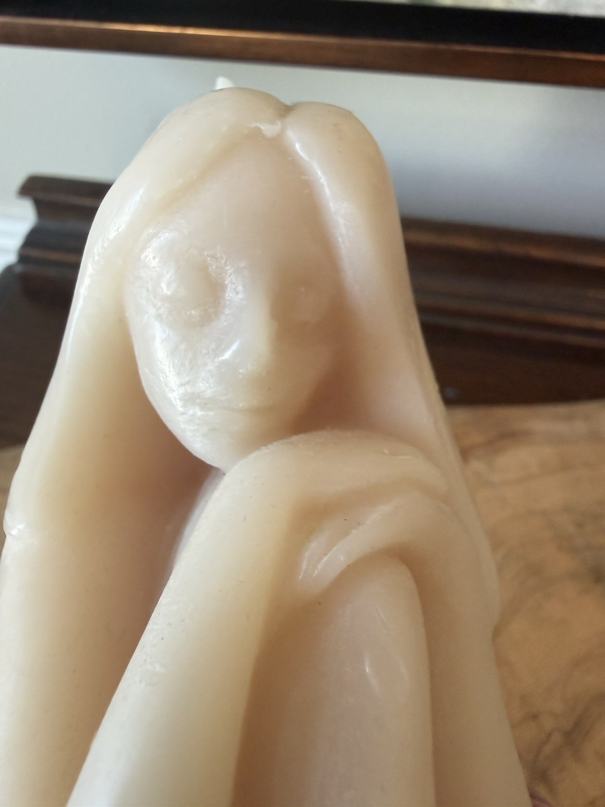 Vintage Nude Woman Figure Candle Ivory Wax Sculpture Art Deco Style Unused