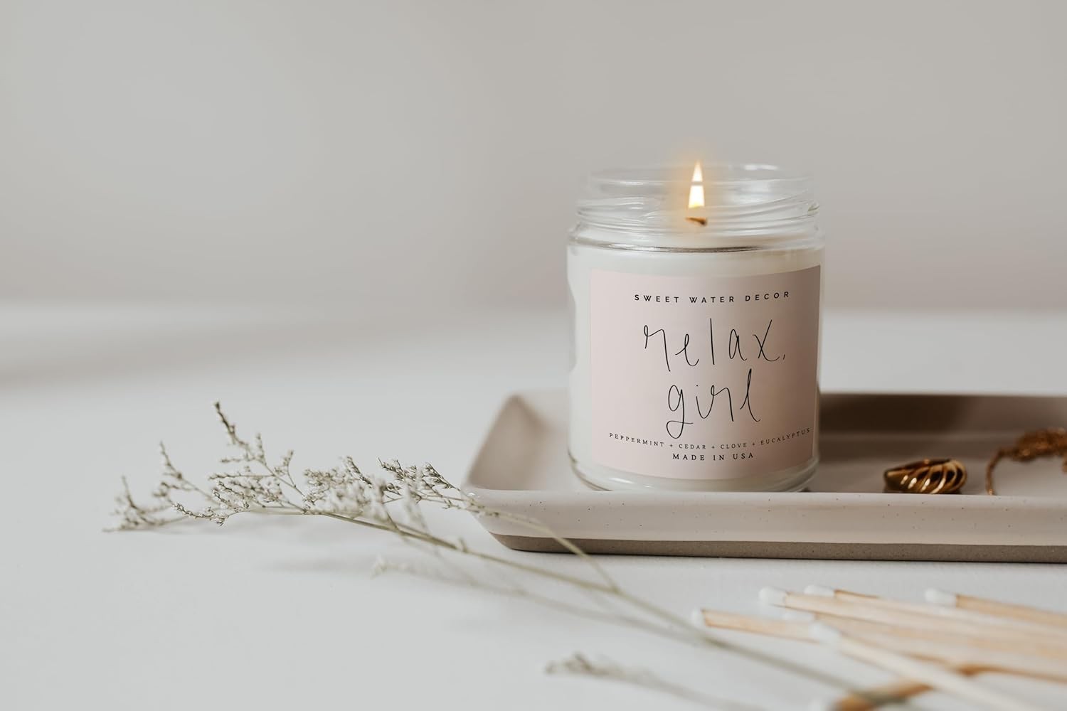 Relax Girl, Peppermint, Cedar, Clove, and Eucalyptus Scented Soy Wax Candle f…