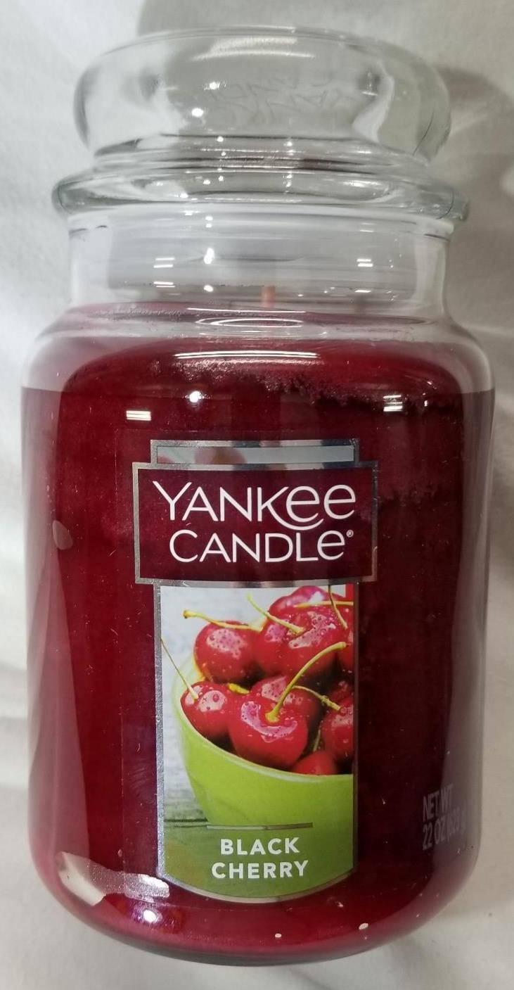 Yankee Candle BLACK CHERRY Large Jar 22 Oz Red Housewarmer New Wax Fruit