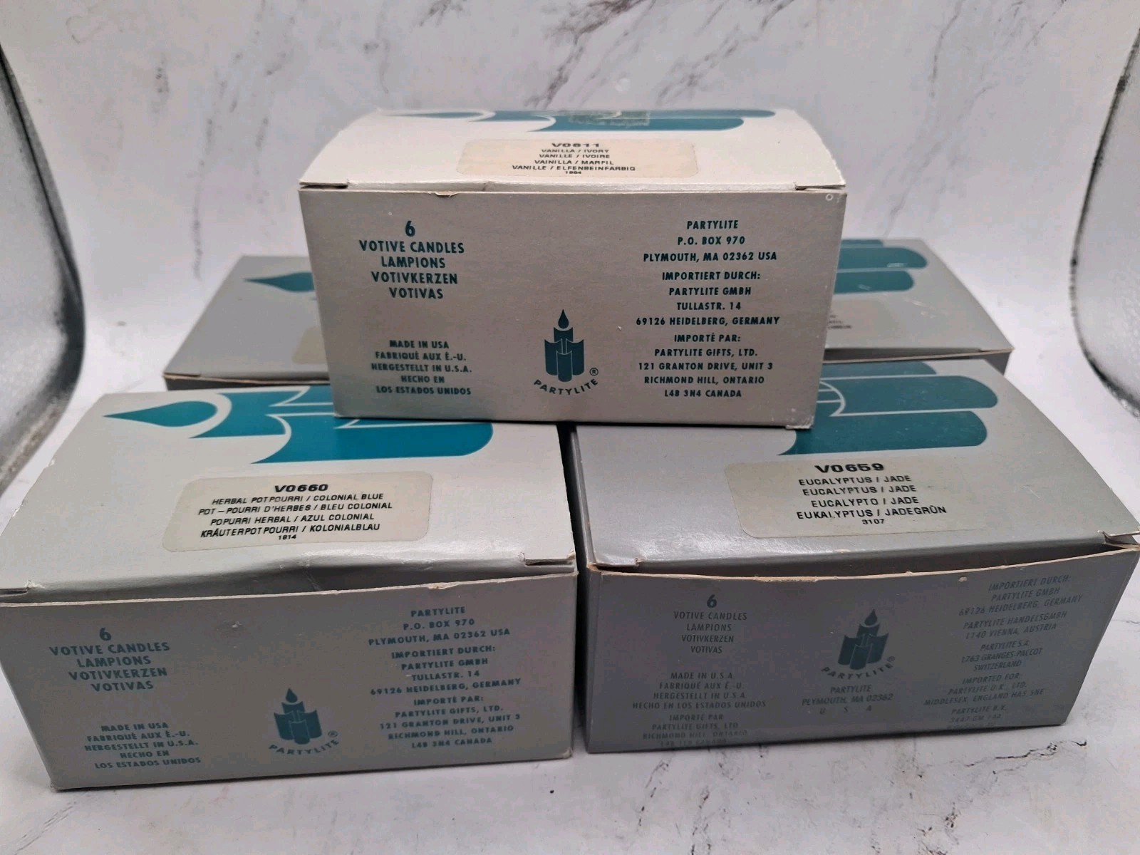 PartyLite Votive Candles Lot of 5 Boxes 30 Total Various Scents And Colors