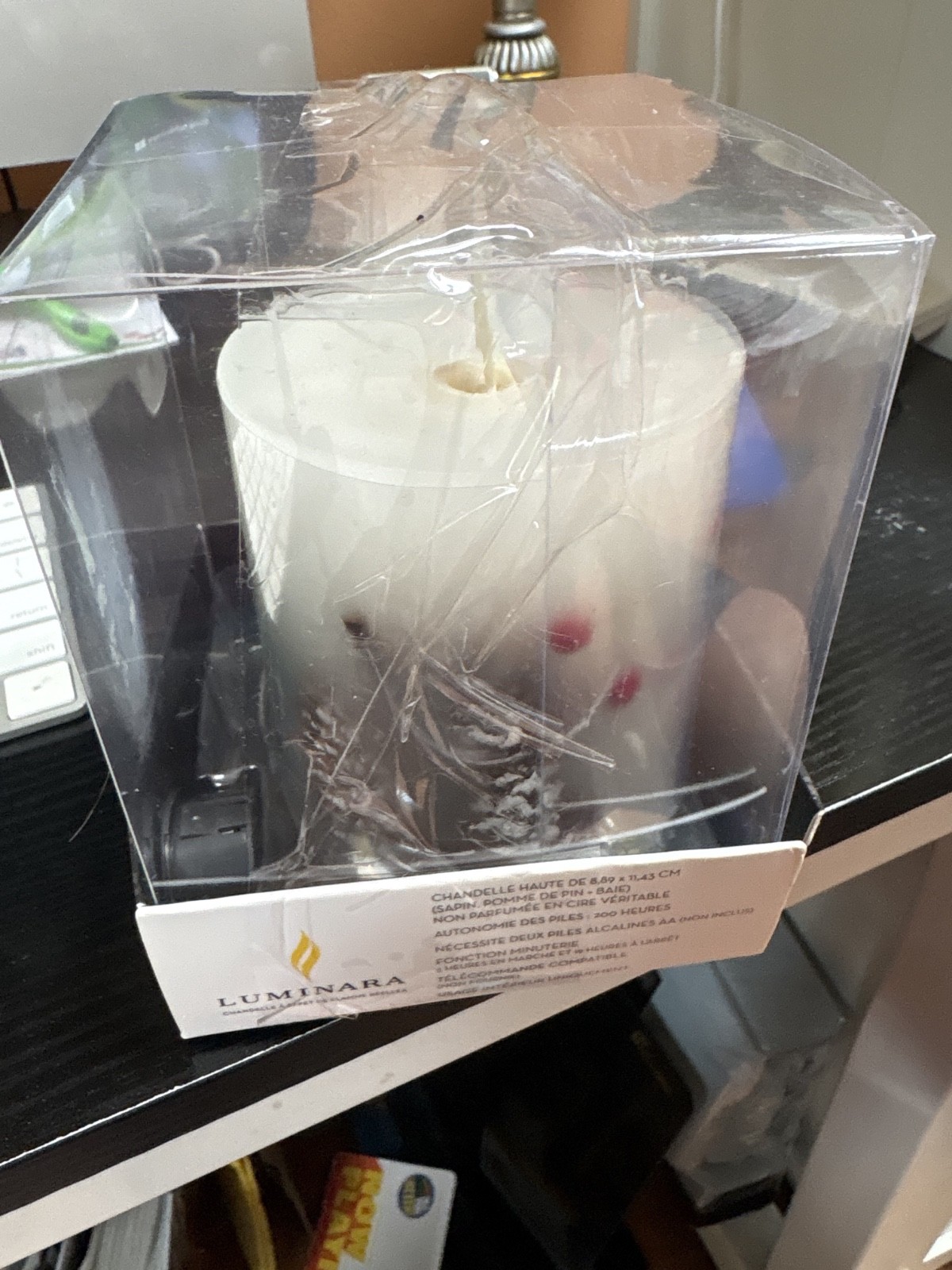 Luminara Embedded Flameless LED Candle – Pillar Berries & Twigs 3.5″ x 4.5″