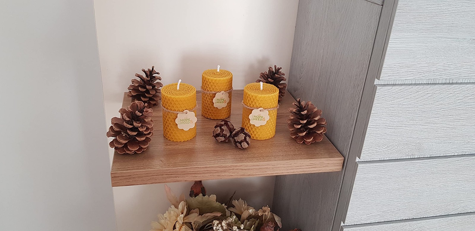 Beeswax Pillar Candles- Small Size 3 Pieces (2.8 inches x 2 inches)0 Pure …