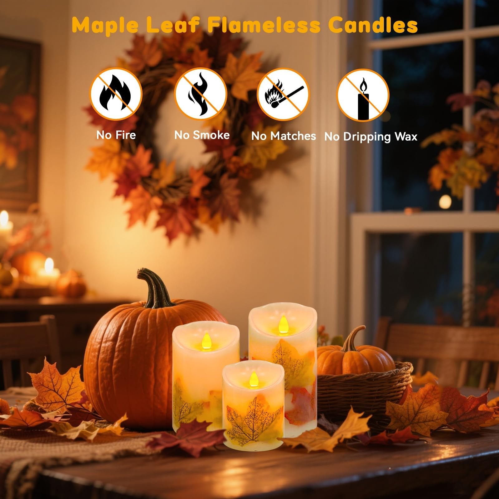 Set of 3 Flameless LED Candles with Remote & Timer – Dimmable Flickering Pillar