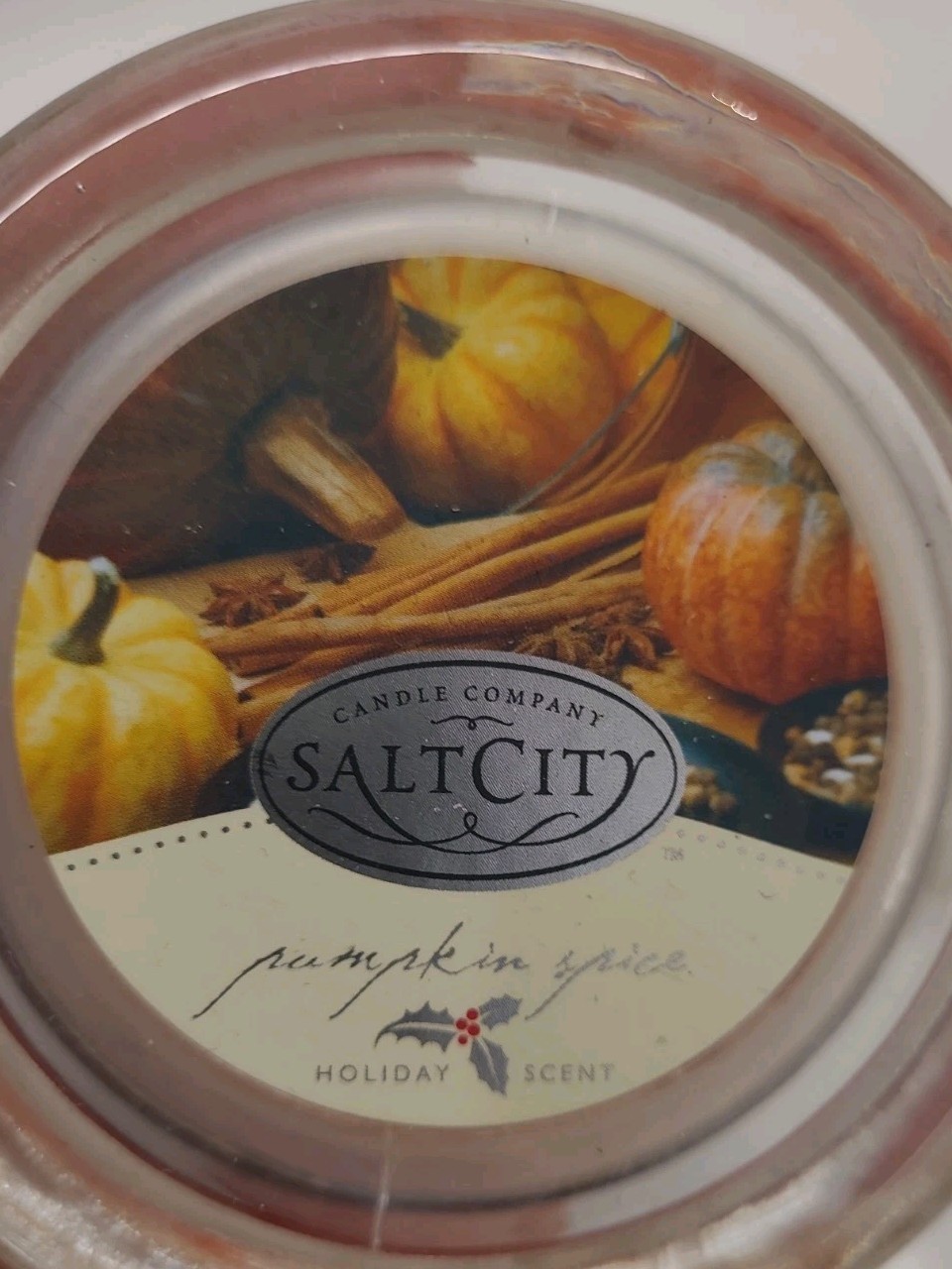 2 Salt City Candle Company Pumpkin Spice 26oz Glass Jars Retired 1 Half (B1-C6)