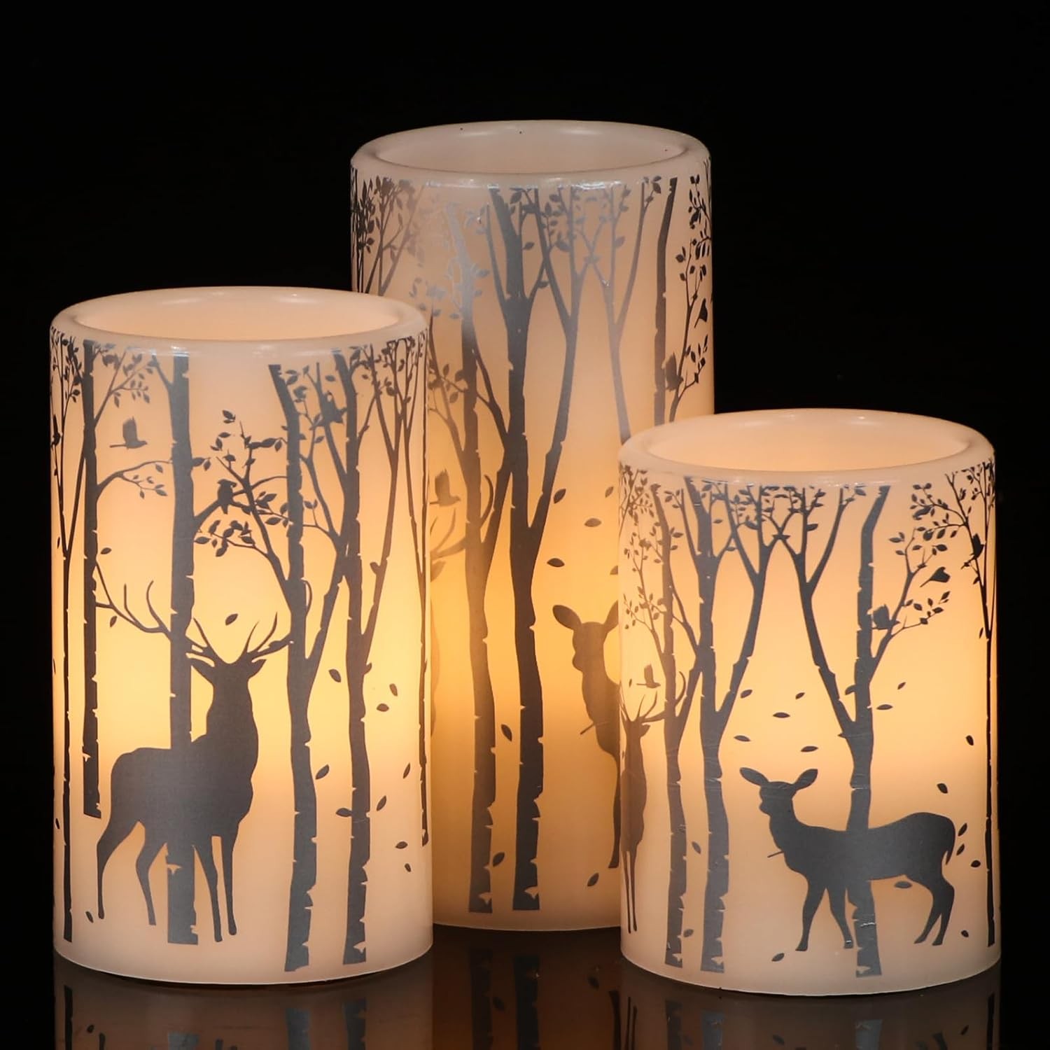 GenSwin Red Bird Glass Flameless Candles with Remote Timers, Battery Operated