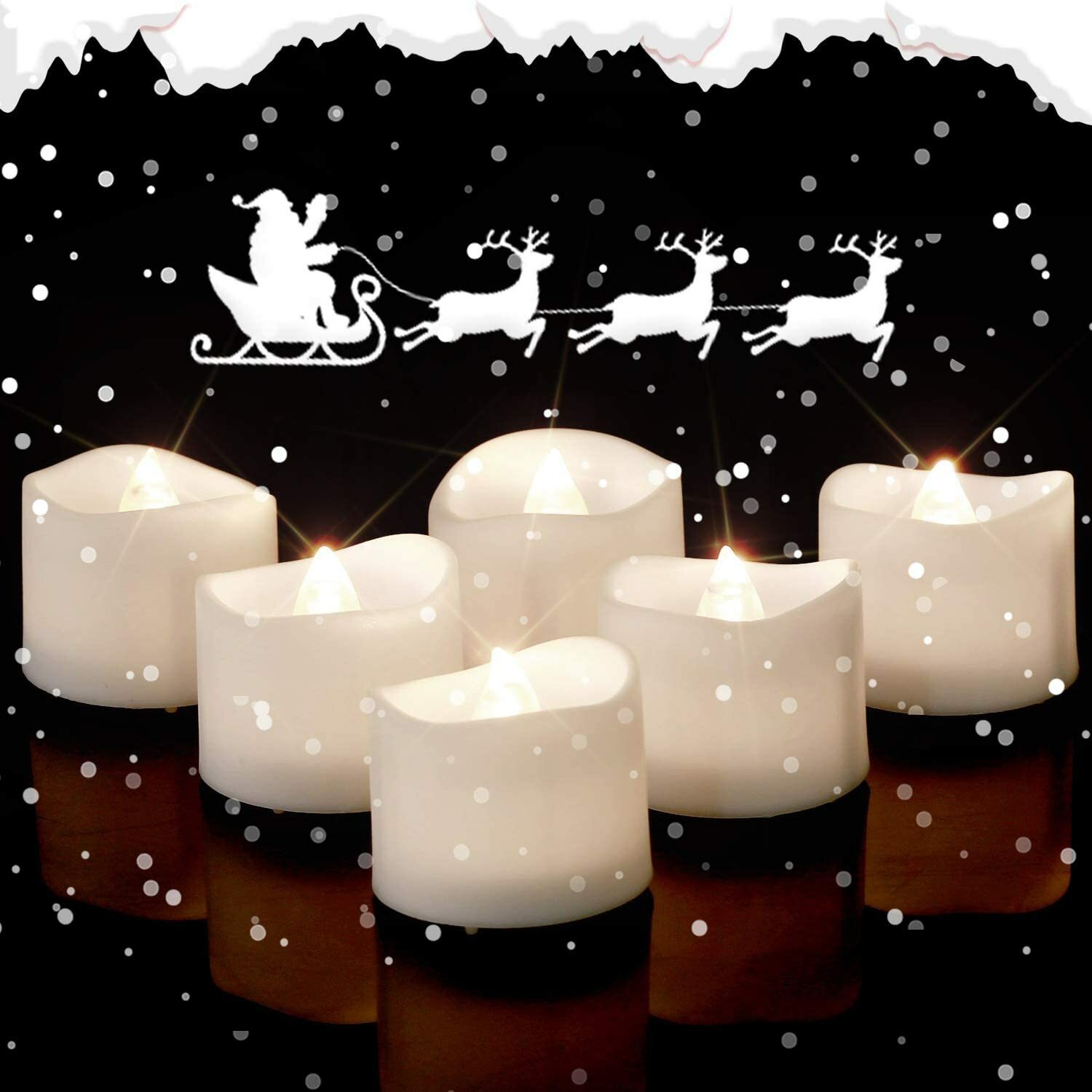 Flameless LED Candles For Outdoor Indoor Tea Candle Plastic Bright White Set 12