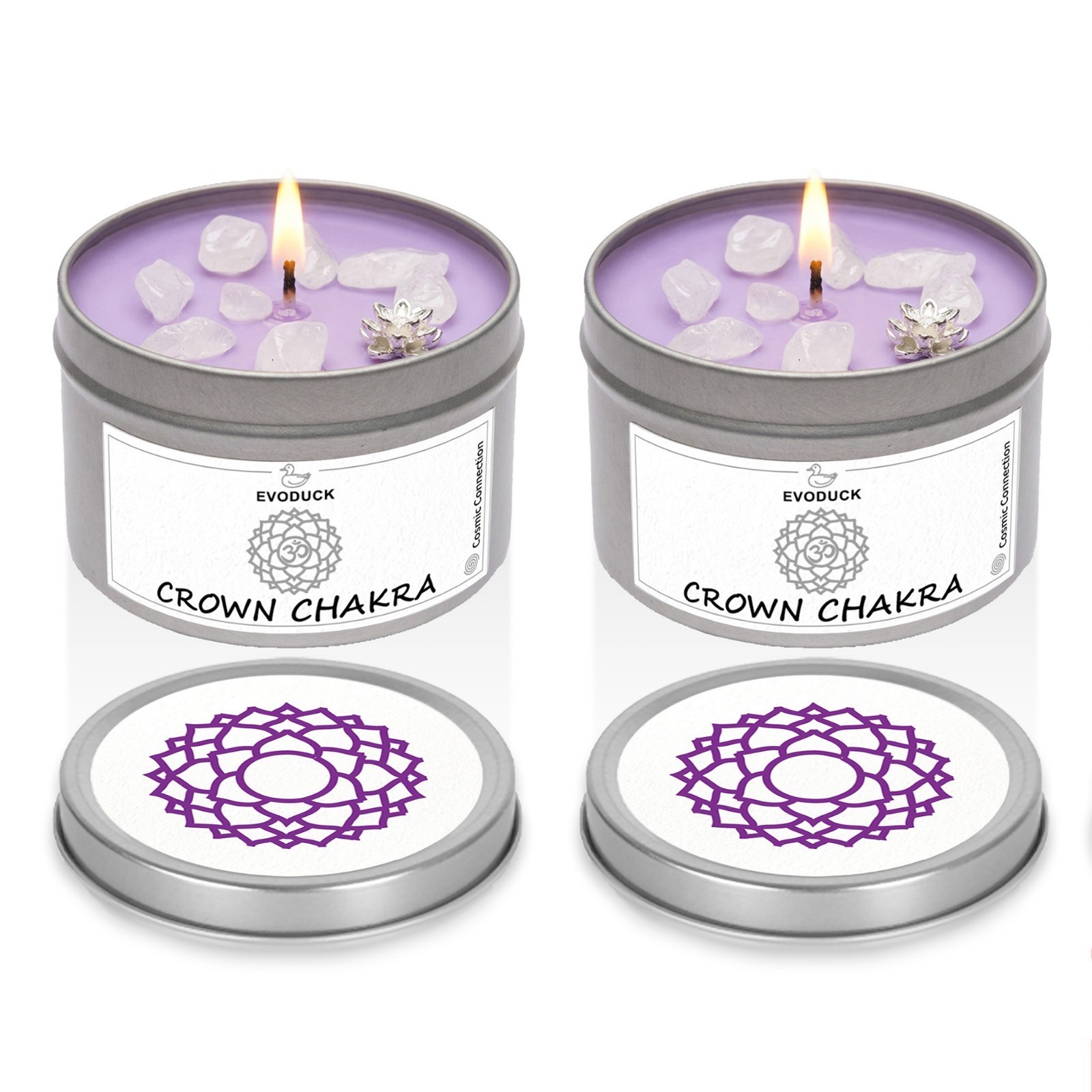 2 Pack Crown Chakra Crystal Candle Clear Quartz Reiki Meditation Energy Healing