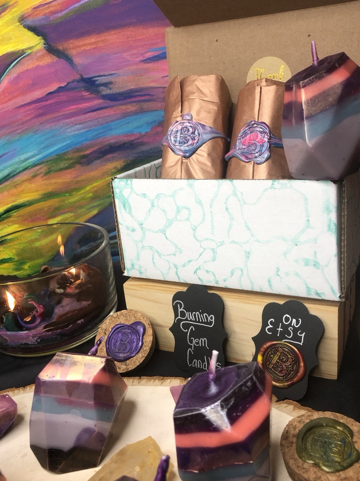 Burning Gem Candles: 3 Pack Of Crystal Candles For Home Decor, Limited Edition