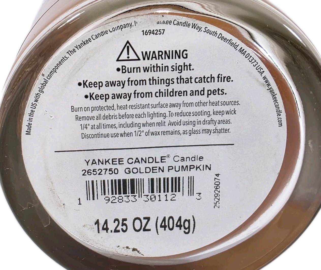 Yankee Candle Golden Pumpkin 14.25 Oz Medium Pillar Scented Wax Candle