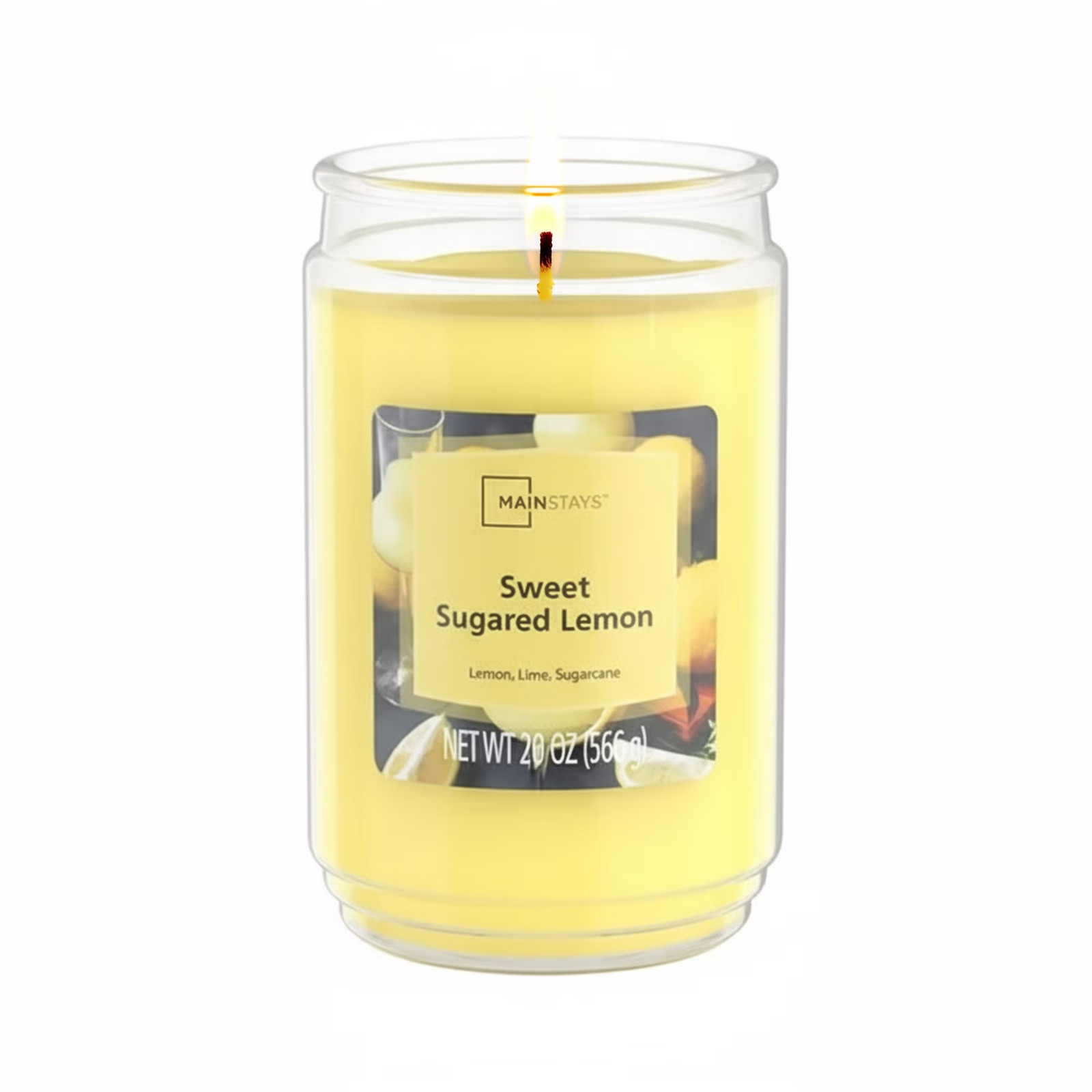 Sugared Lemon scented Glass Jar candle Single wick Large 20oz….