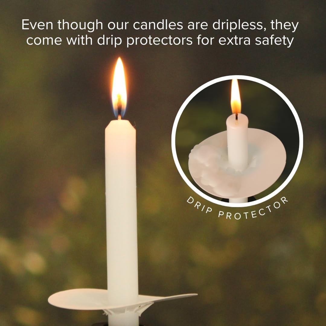 Vigil White Taper Candles Bulk – 102 Church Candles with drip Protectors – Wh…