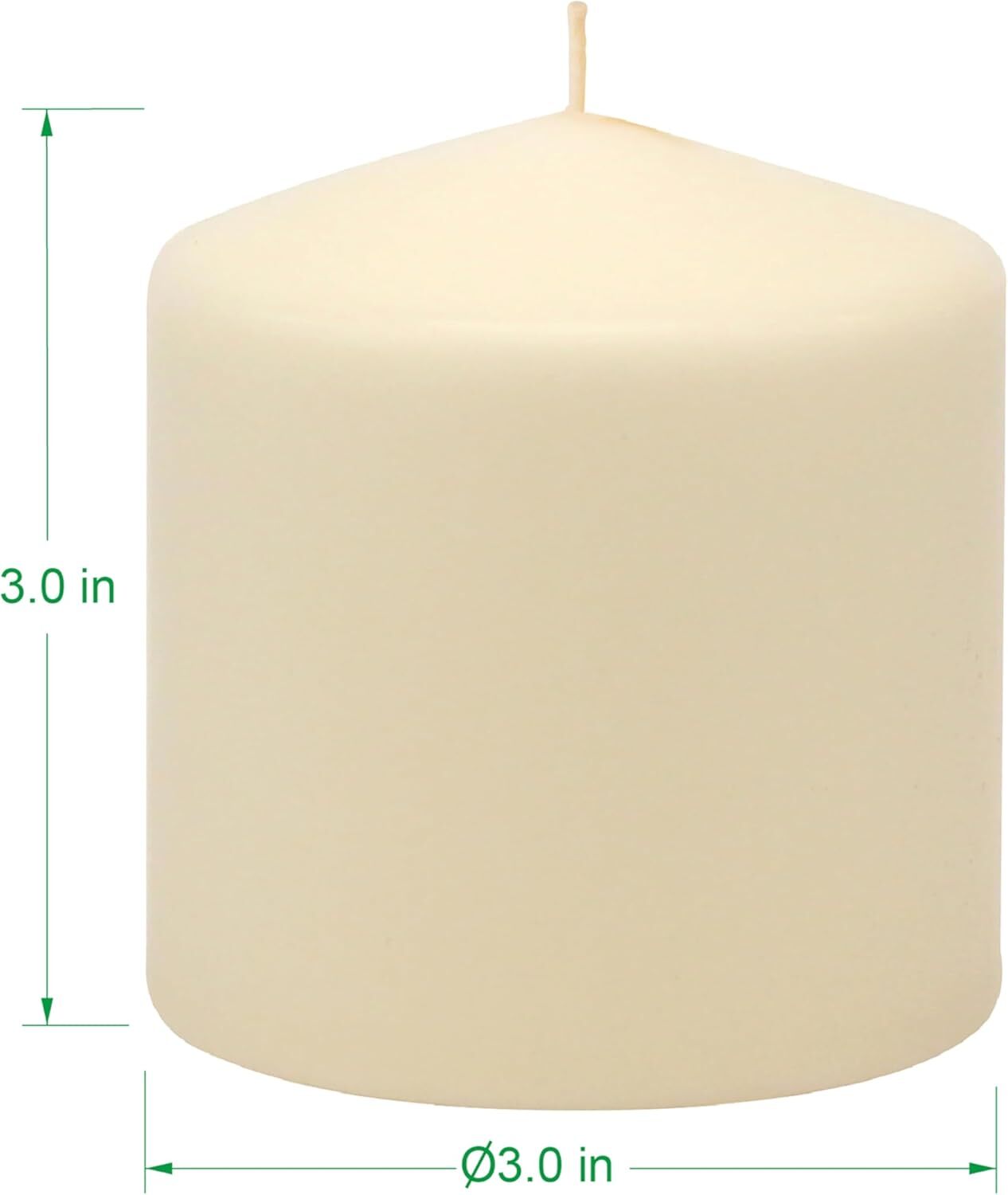 6 Pack Tall 3 x 3 Inch 18 Hour Long Burning Unscented Ivory Wax Pillar Candles