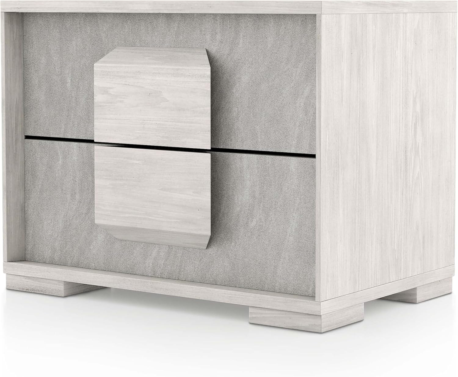 Dresen Modern Melamine Top 2-Drawer Nightstand, Wood Panel Handle Bedside Table