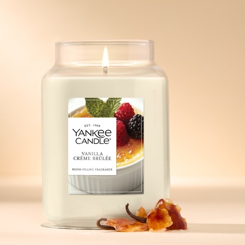 Large Jar Scented Candle Vanilla Crème Brûlée 150 Hours Long Lasting Fragrance