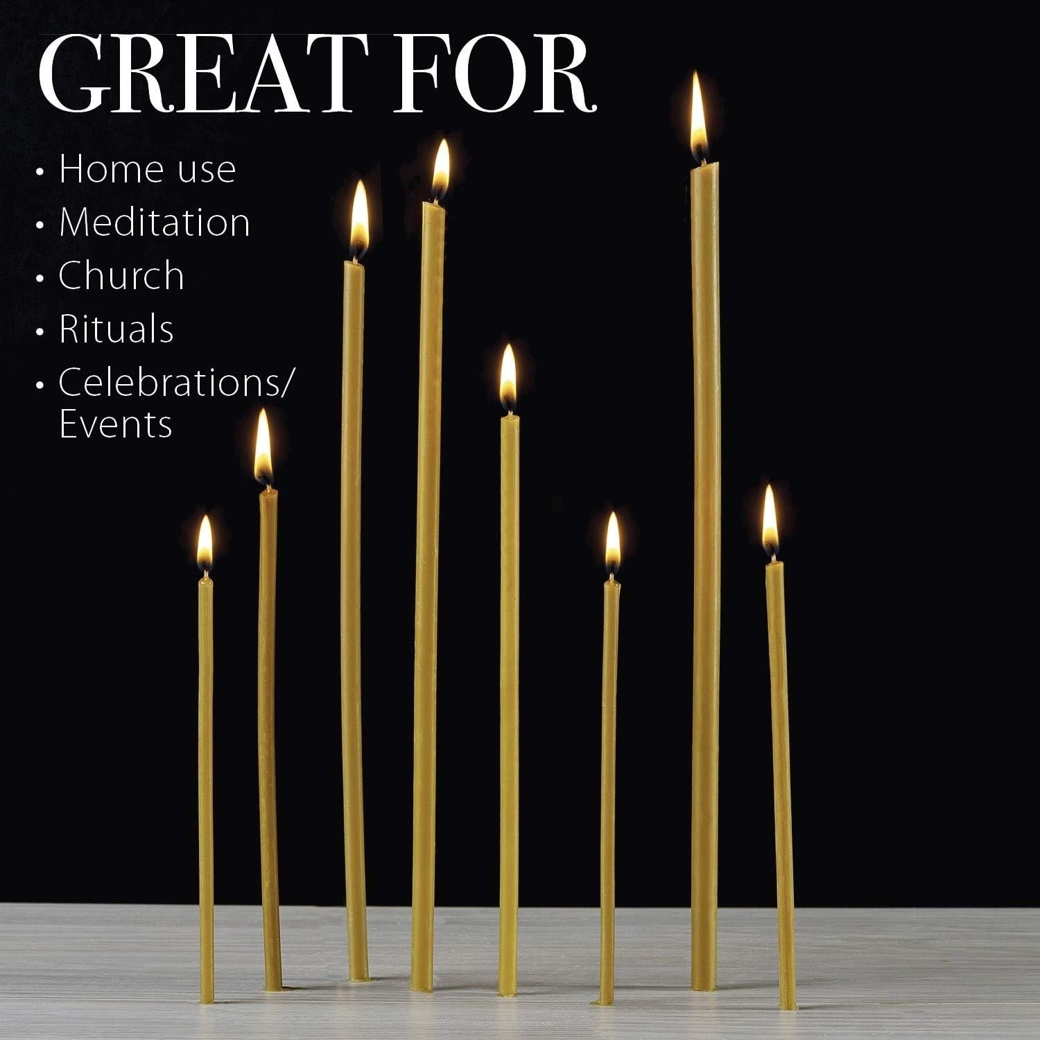 100% Pure Beeswax Thin Taper Candles Yellow Orthodox Church Candle 50 Pcs New