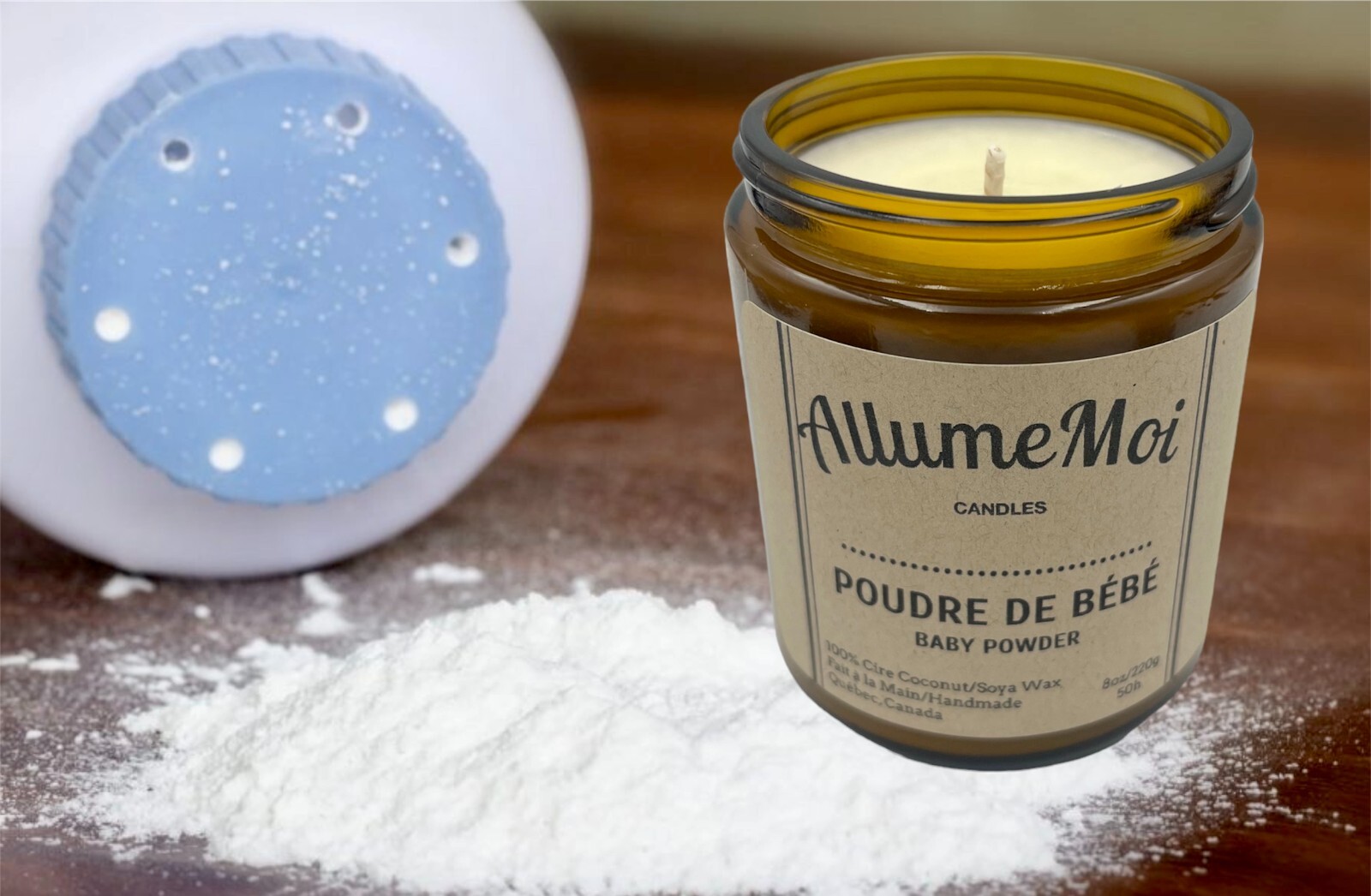 Baby Powder Scented Soy Candle, Hand poured, Strong Scented 8oz, Vegan Handmade