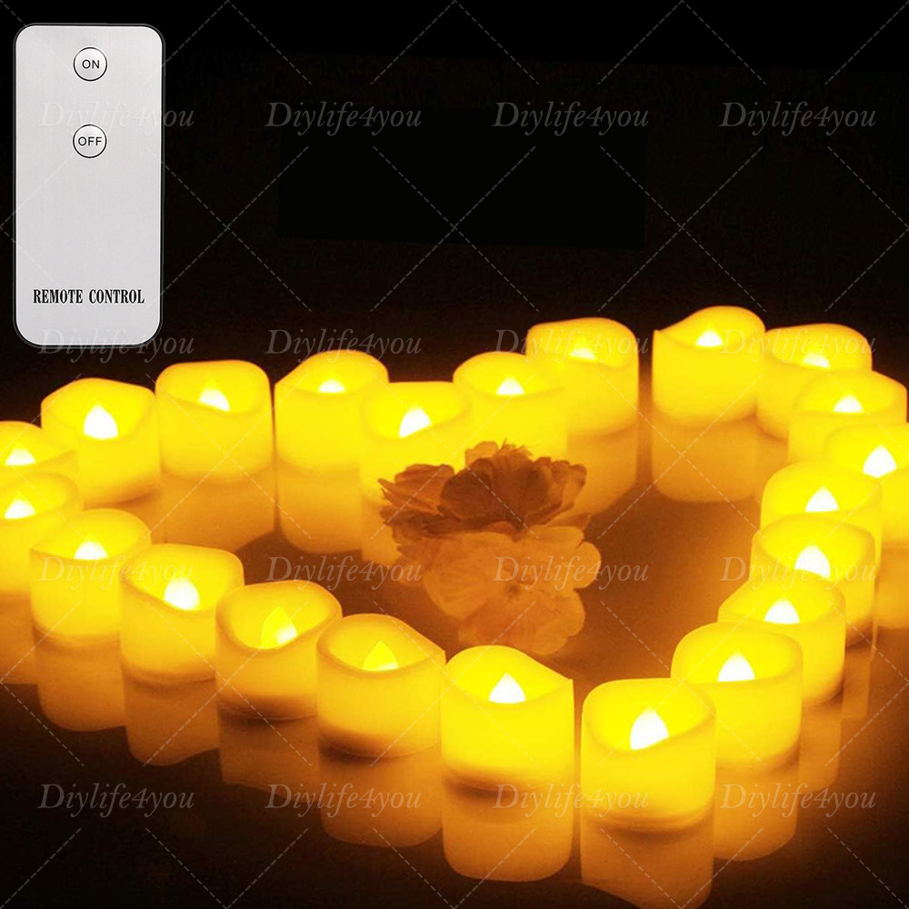 12/24PCS LED Tea Lights Flickering with Remote Candles Votive Battery Operated