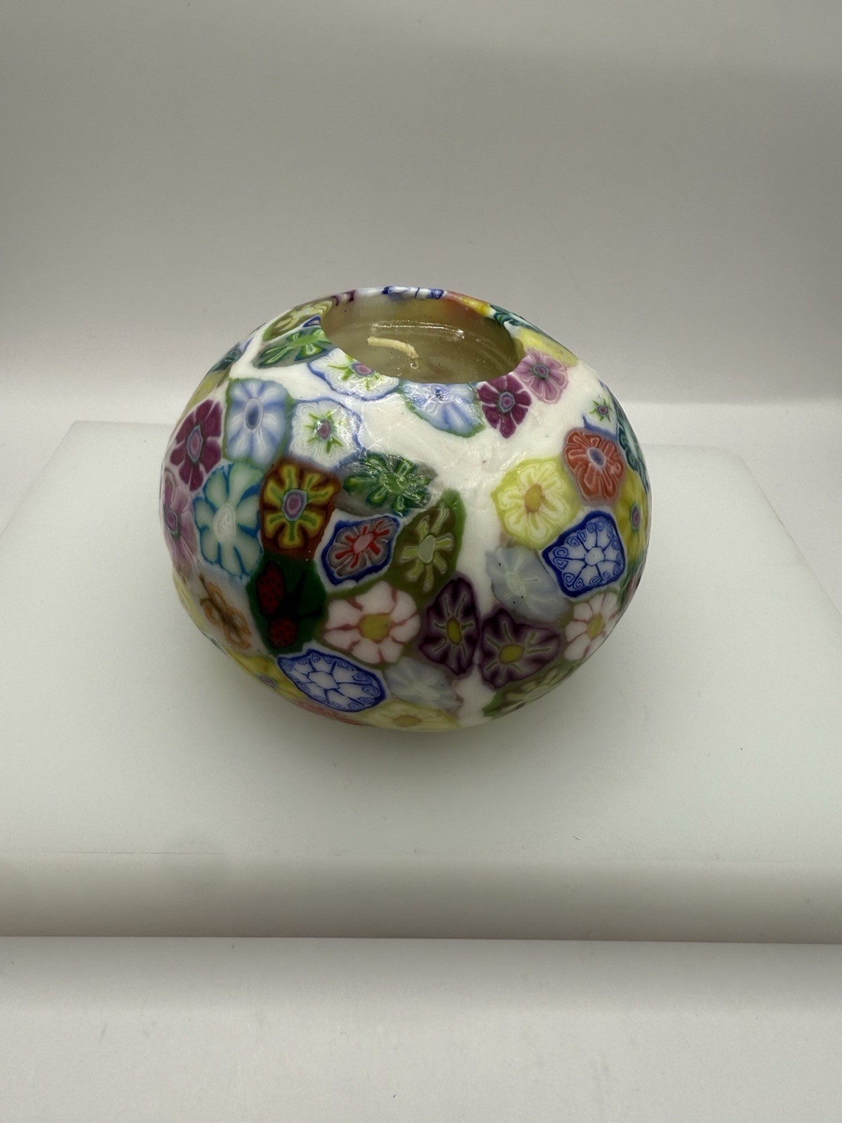 The Museum Company Millefiori Art Candle embedded in Wax w/box Vintage NEW