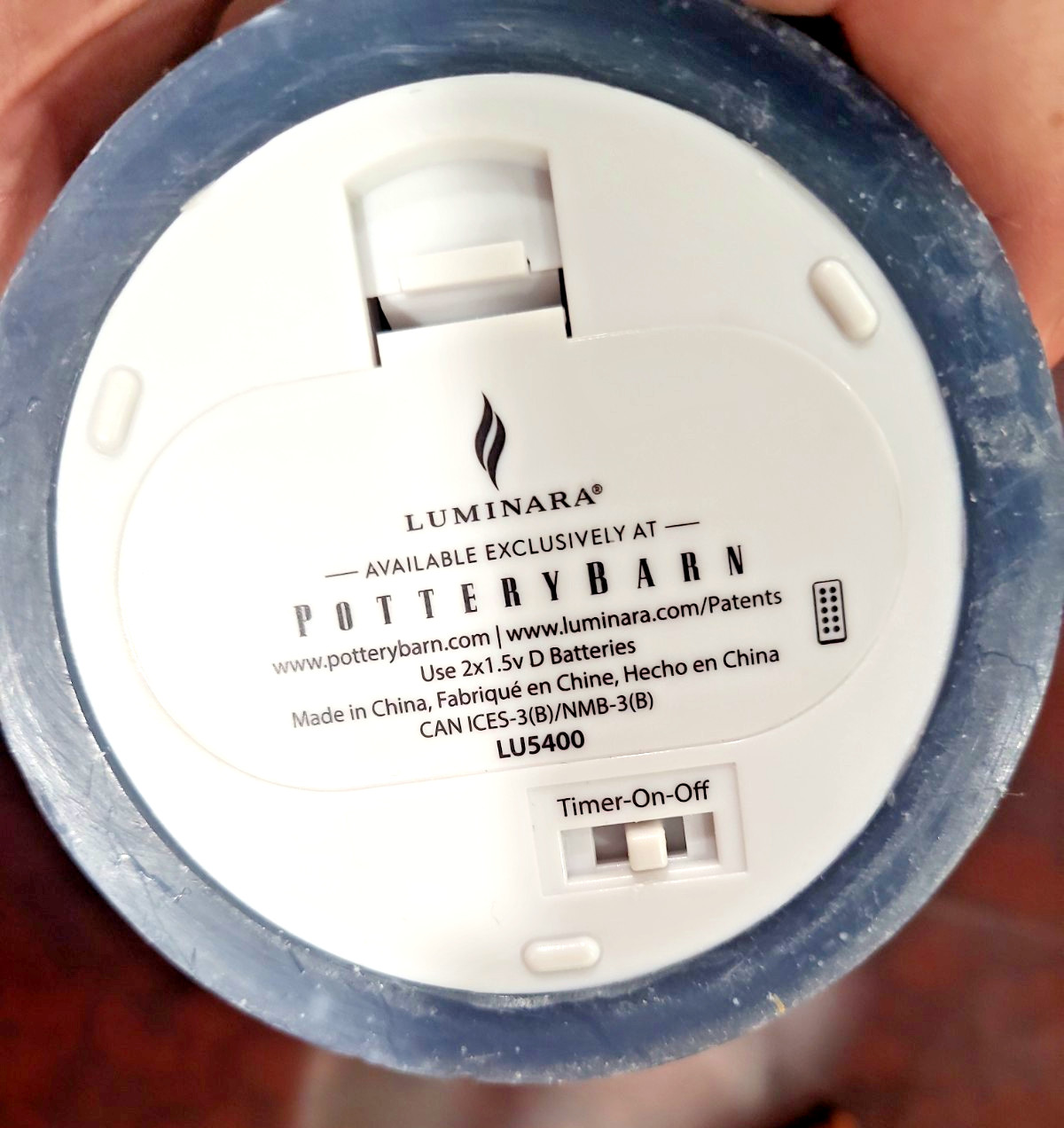 Pottery Barn Luminara Flickering Flameless Candle Navy 4 in x 4.5 in