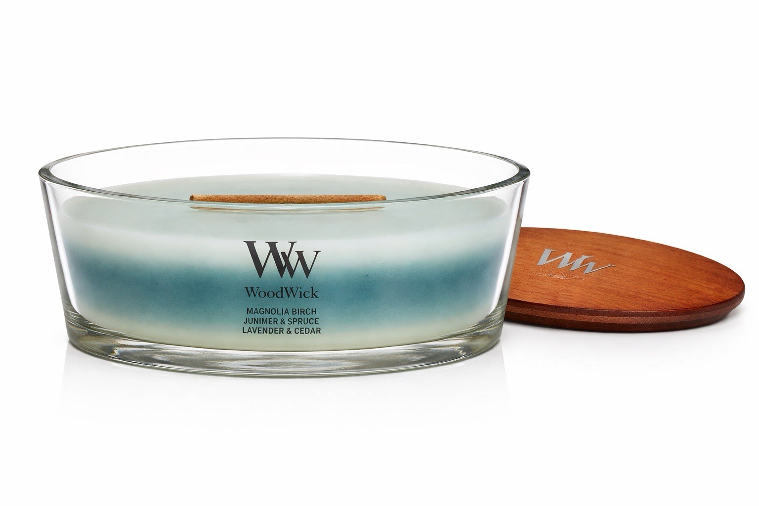 WoodWick Ellipse Trilogy Candle 16 oz Icy Woodland Magnolia Birch Juniper Spruce
