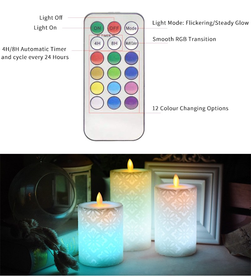 1PC LED Flameless Candles Flickering Candles with Remote Timers Christmas Decor
