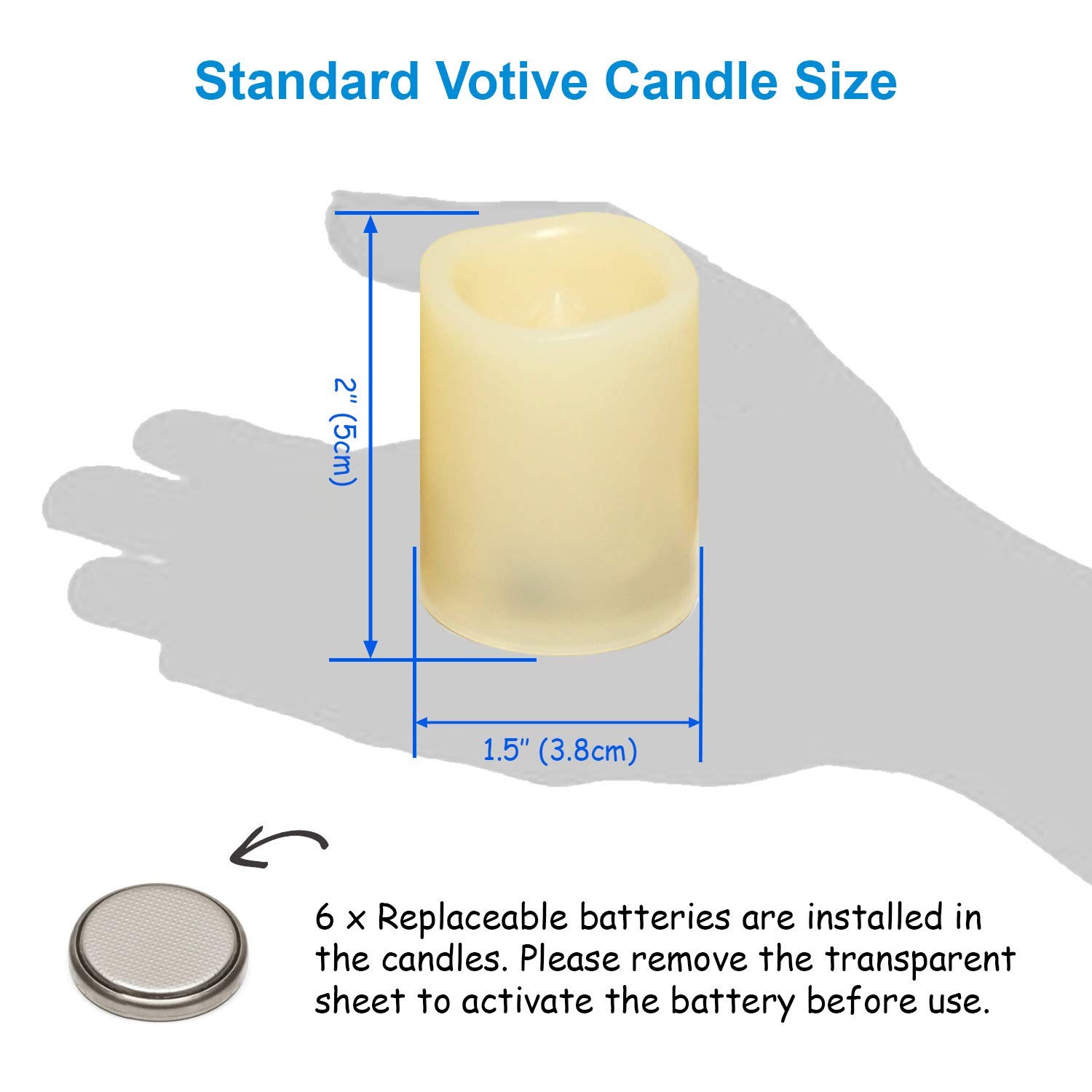 Flameless Flickering LED Votive Tealight Candles Battery Operated with Timer / 6
