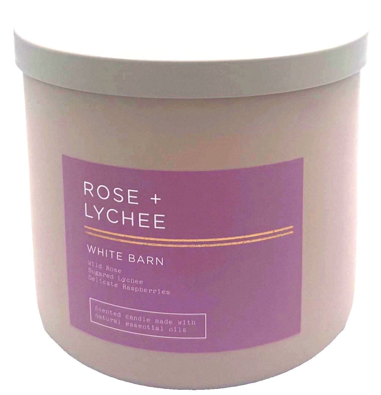 Bath Body Works ROSE & LYCHEE 3-Wick Candle 14.5oz White Barn Rare NEW