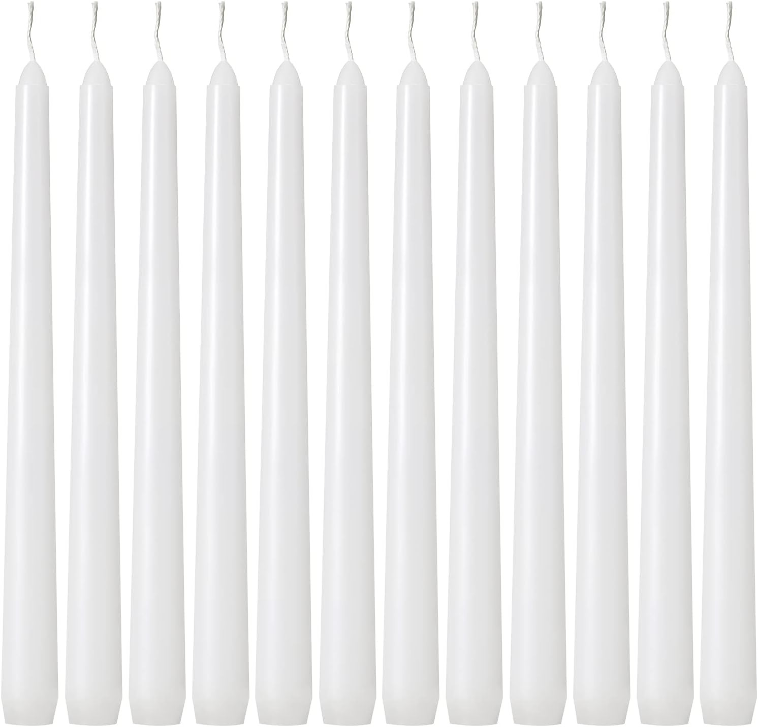 24 Pack Tall White Taper Candles, 10 Inch (H) Dripless, Unscented Dinner Candle,