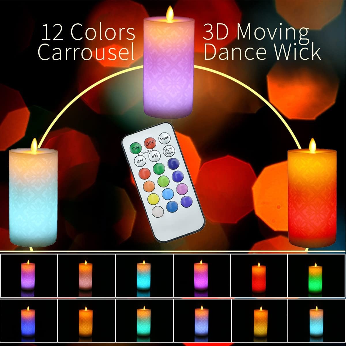 LED Flickering Flameless Candles with Remote,Christmas Party Decor Candles Lamp
