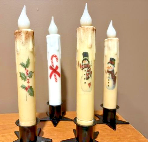 Winter ~ Christmas ~ Taper Candle ~ 6 Hour LED with Timer ~ Designs- 7 inch