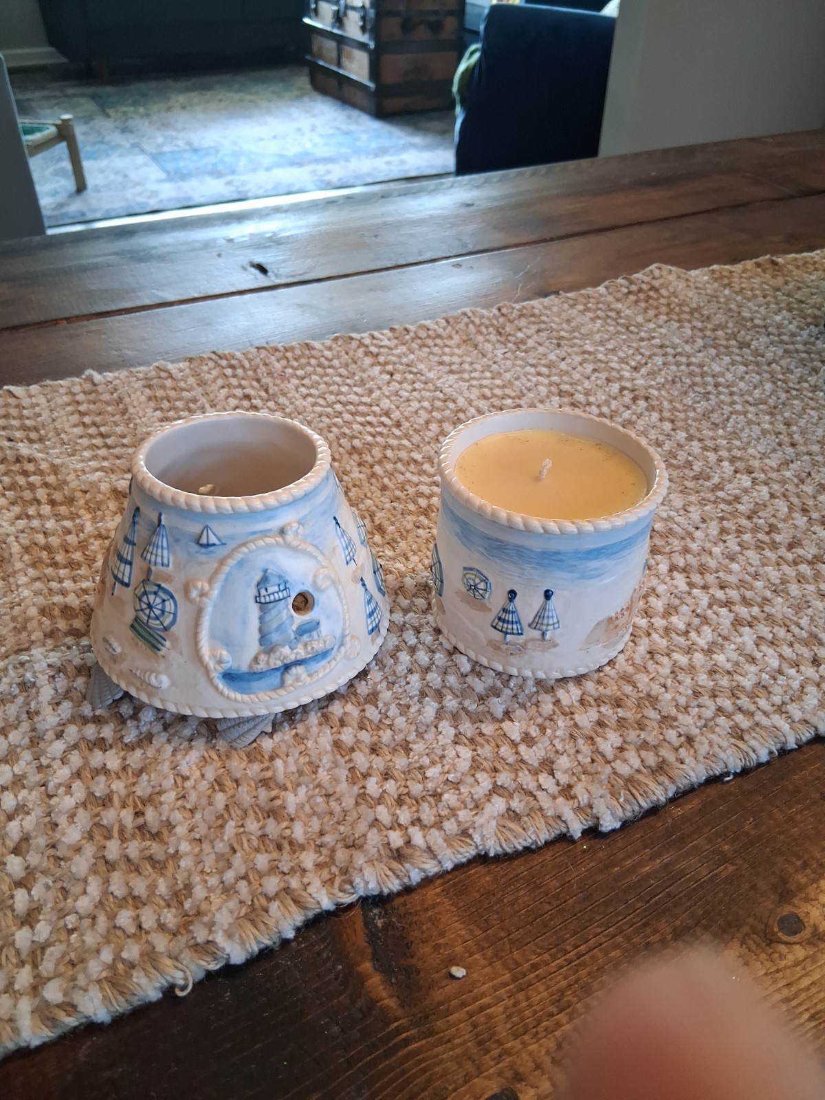 Decorative beach candle. Lighthouse