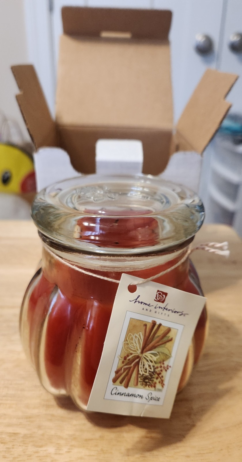 VTG Home Interiors Cinnamon Spice Glass Jar Candle (15 1/2 Ounces) NOS