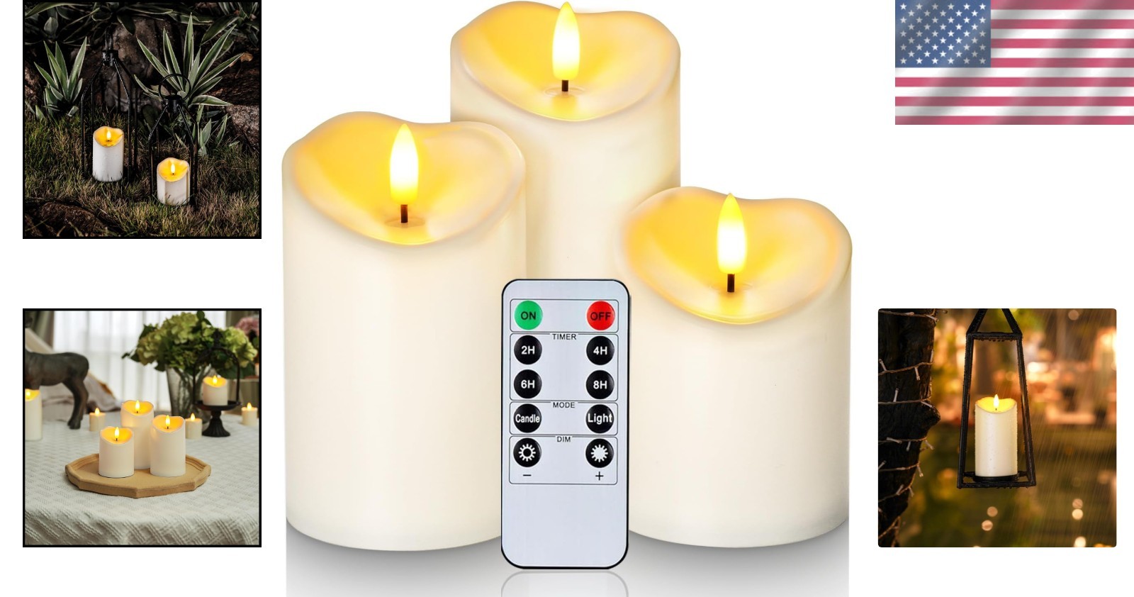 Indoor-Outdoor Flameless Candle Set – Waterproof LED Pillars with Remote Control